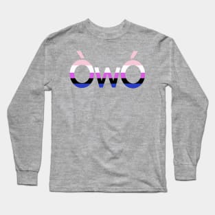 ÒwÓ Genderfluid angry owo pride emoticon Long Sleeve T-Shirt